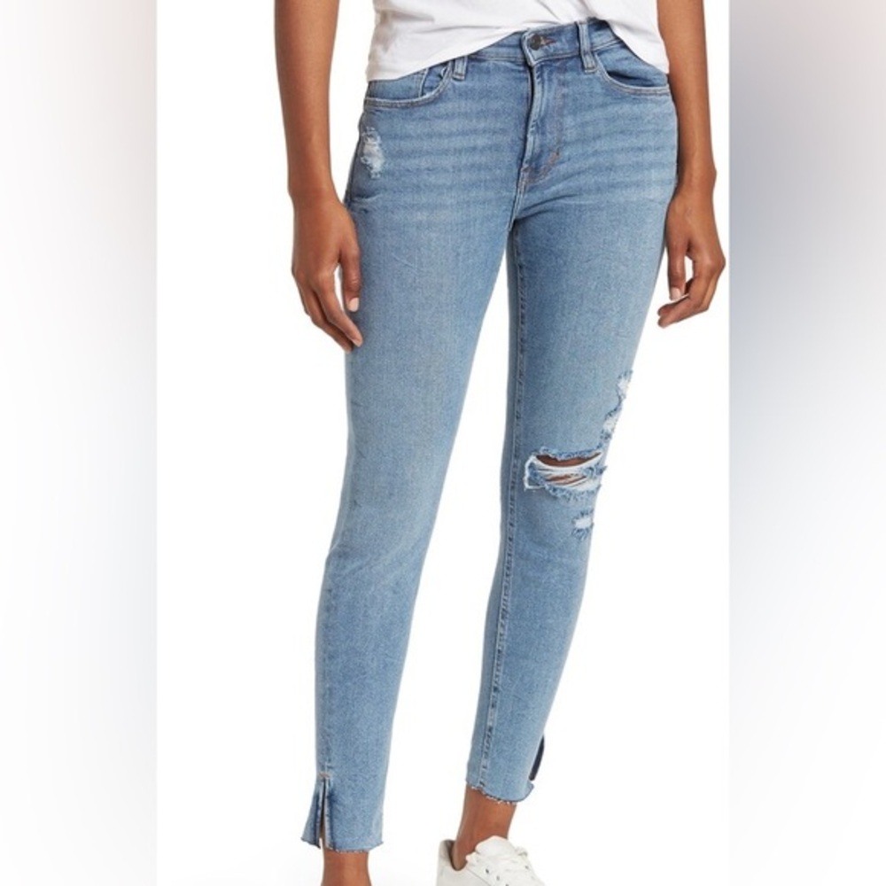 Kensie Blue Skinny Jeans with Distressed Details